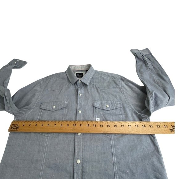 7 Diamonds Blue Pattern Pearl Snap Shirt Size Large - Picture 5 of 6